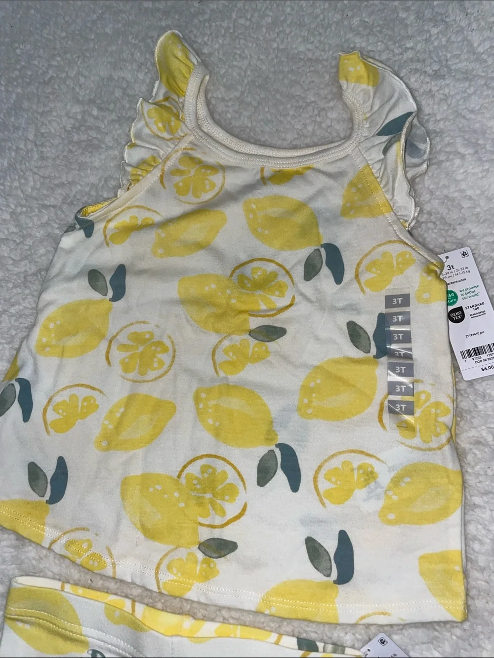 Carter's Lemon Print Tank & Bike Shorts Set - Yellow & Cream